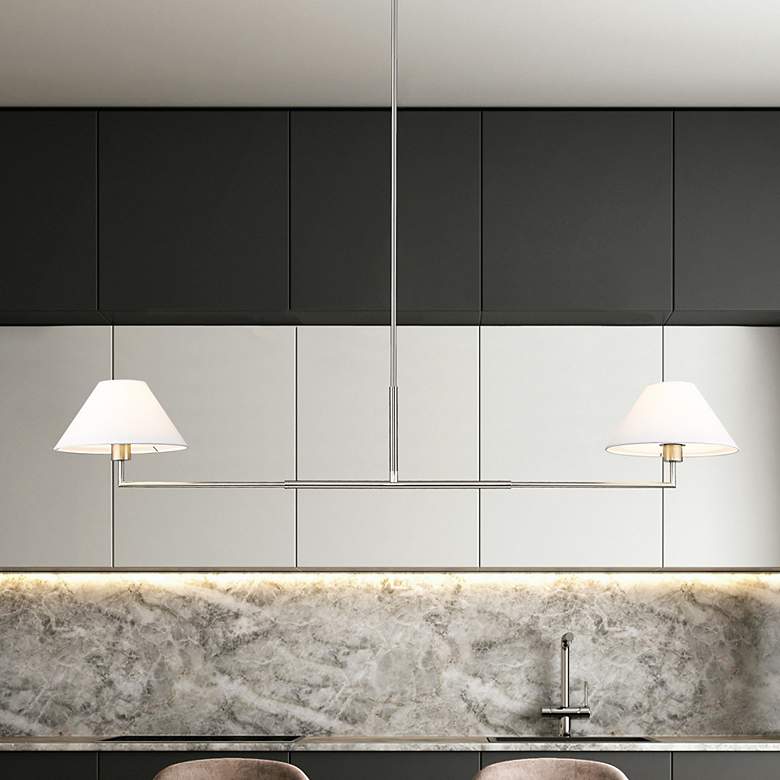 Image 2 Leila 62" Wide Brushed Nickel 2-Light Linear Chandelier