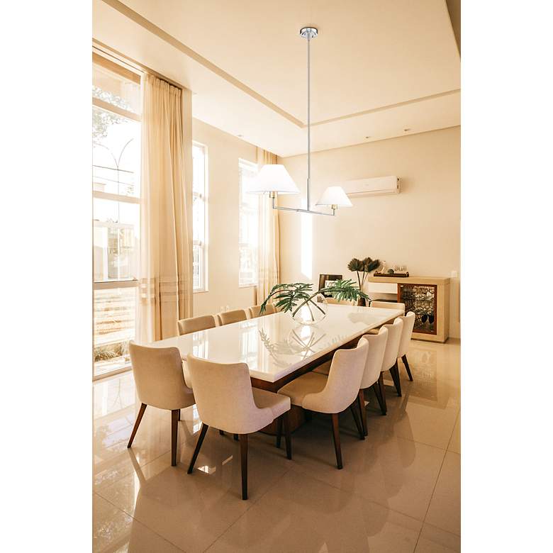Image 4 Leila 62" Wide Brushed Nickel 2-Light Linear Chandelier more views