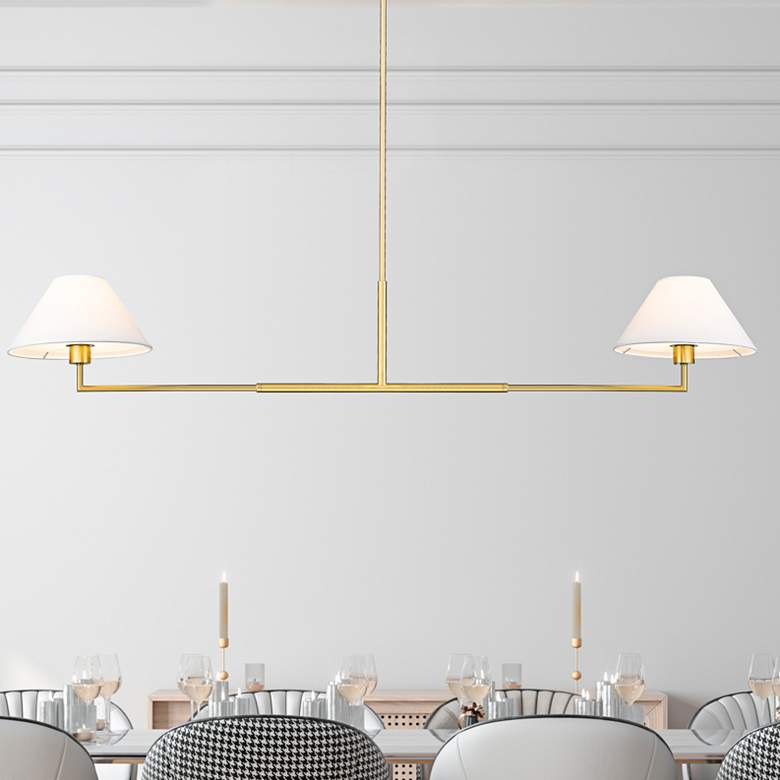 Image 2 Leila 62" Wide Luxe Gold 2-Light Linear Chandelier