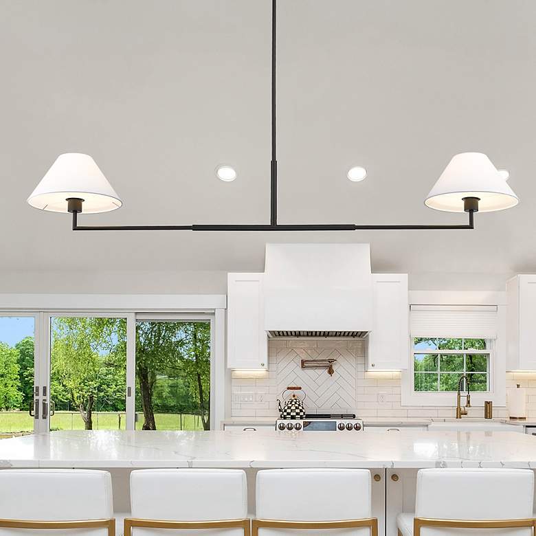 Image 2 Leila 62" Wide Matte Black 2-Light Linear Chandelier