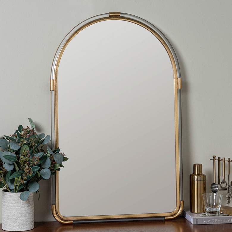 Image 1 Leila Glossy Champagne 24" x 38" Arch Top Wall Mirror