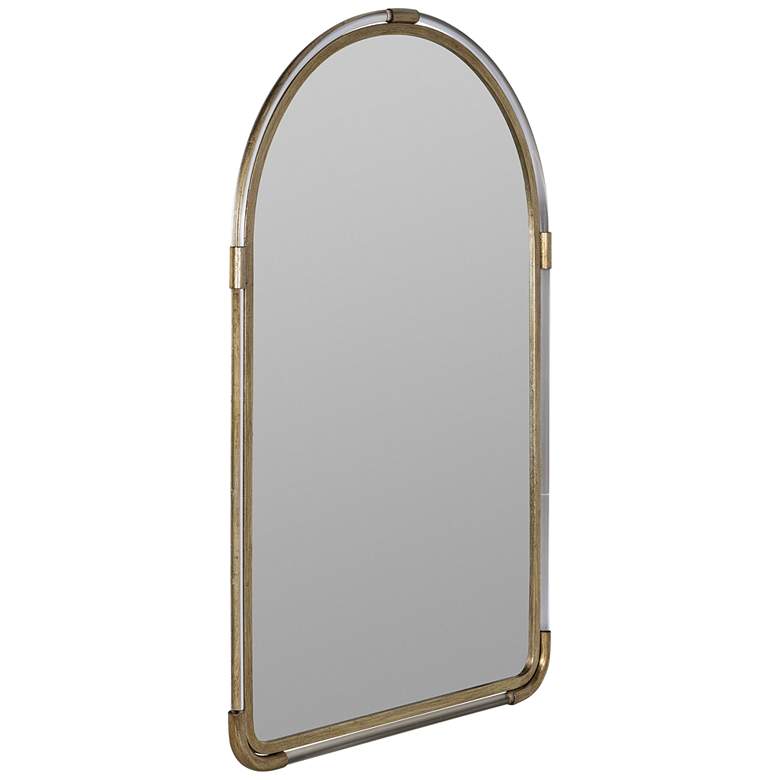 Image 5 Leila Glossy Champagne 24" x 38" Arch Top Wall Mirror more views