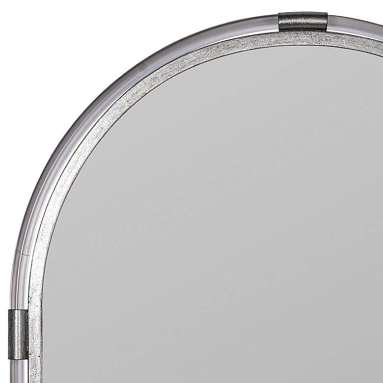 Image 3 Leila Shiny Silver Metal 24 inch x 38 inch Arch Top Wall Mirror more views