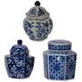Leith White and Blue Porcelain Decorative Jars Set of 3