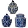 Thumbnail1 of Leith White and Blue Porcelain Decorative Jars Set of 3