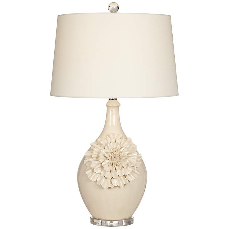 Image 1 Lela Floral Ivory Ceramic Table Lamp
