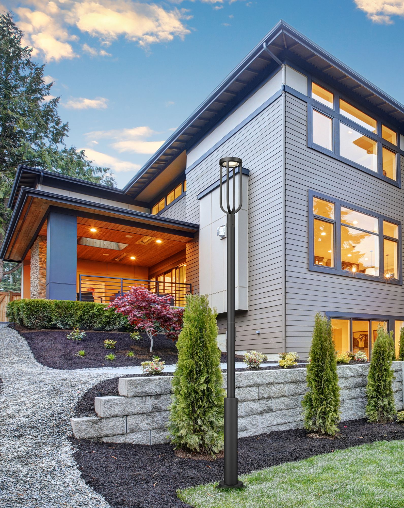 Image 3 Leland 118 1/4"H Sand Black LED Outdoor Post Light with Base more views