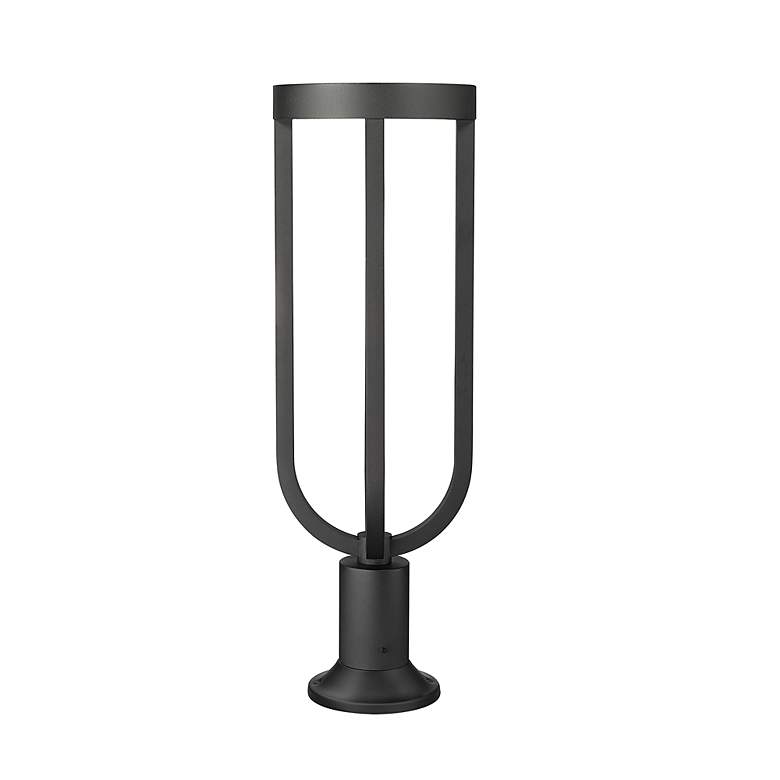 Image 3 Leland 28 1/4"H Black LED Outdoor Pier Light w/ Round Base more views