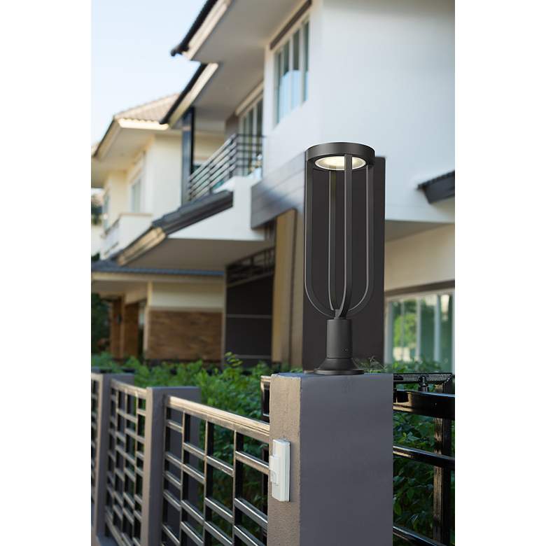 Image 4 Leland 28 1/4"H Black LED Outdoor Pier Light w/ Round Base more views