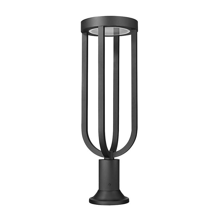 Image 7 Leland 28 1/4"H Black LED Outdoor Pier Light w/ Round Base more views