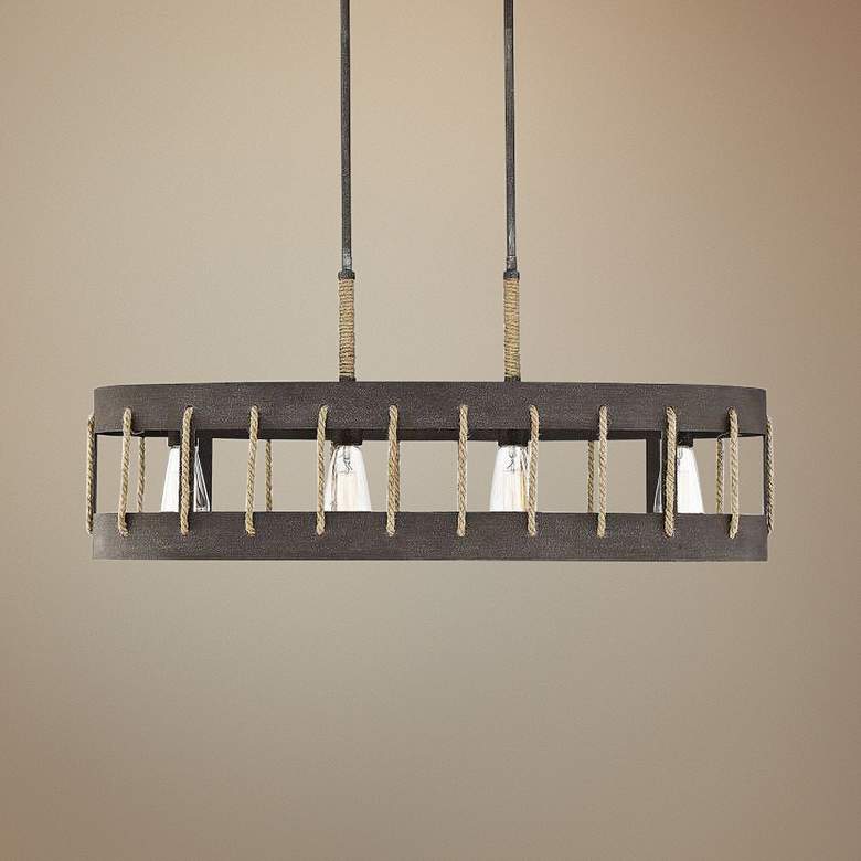Image 1 Leland 36" Wide Artisan Rust Kitchen Island Light Pendant