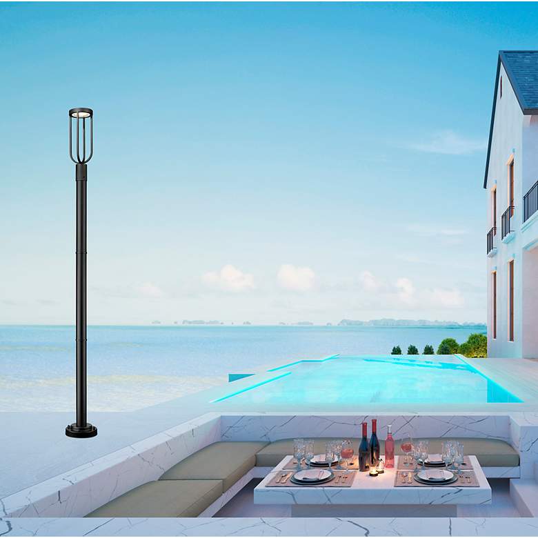 Image 2 Leland 91 3/4"H Sand Black LED Outdoor Post Light with Base more views