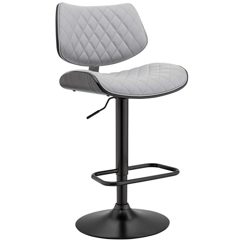 Image 1 Leland Adjustable Barstool in Black Finish with Gray Faux Leather