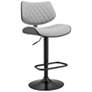 Leland Adjustable Barstool in Black Finish with Gray Faux Leather