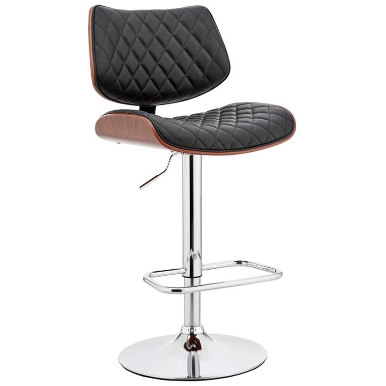 Image 1 Leland Adjustable Barstool in Chrome Finish with Black Faux Leather