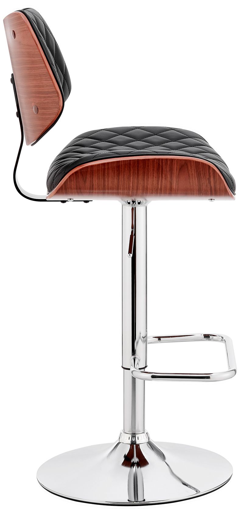 Image 3 Leland Adjustable Barstool in Chrome Finish with Black Faux Leather more views
