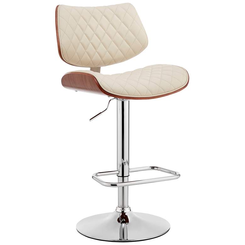 Image 1 Leland Adjustable Barstool in Chrome Finish with Cream Faux Leather