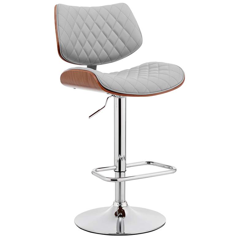 Image 1 Leland Adjustable Barstool in Chrome Finish with Gray Faux Leather