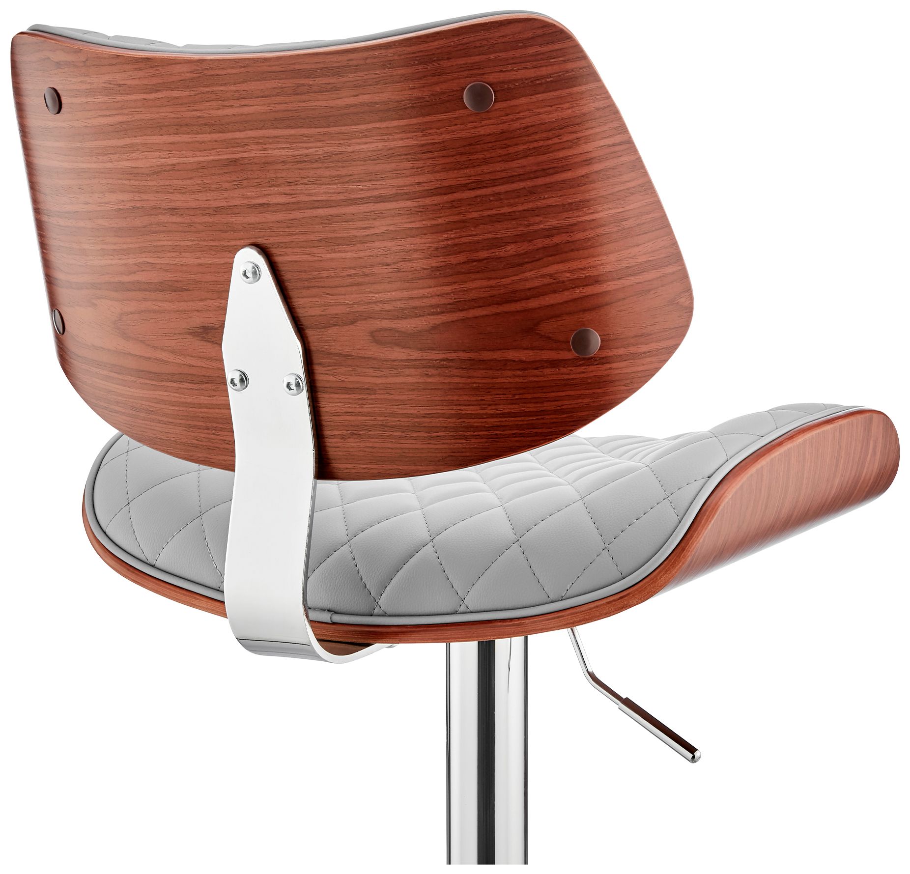 Image 7 Leland Adjustable Barstool in Chrome Finish with Gray Faux Leather more views