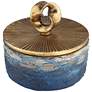 Lemire Matte Blue Round Box with Gold Leaf