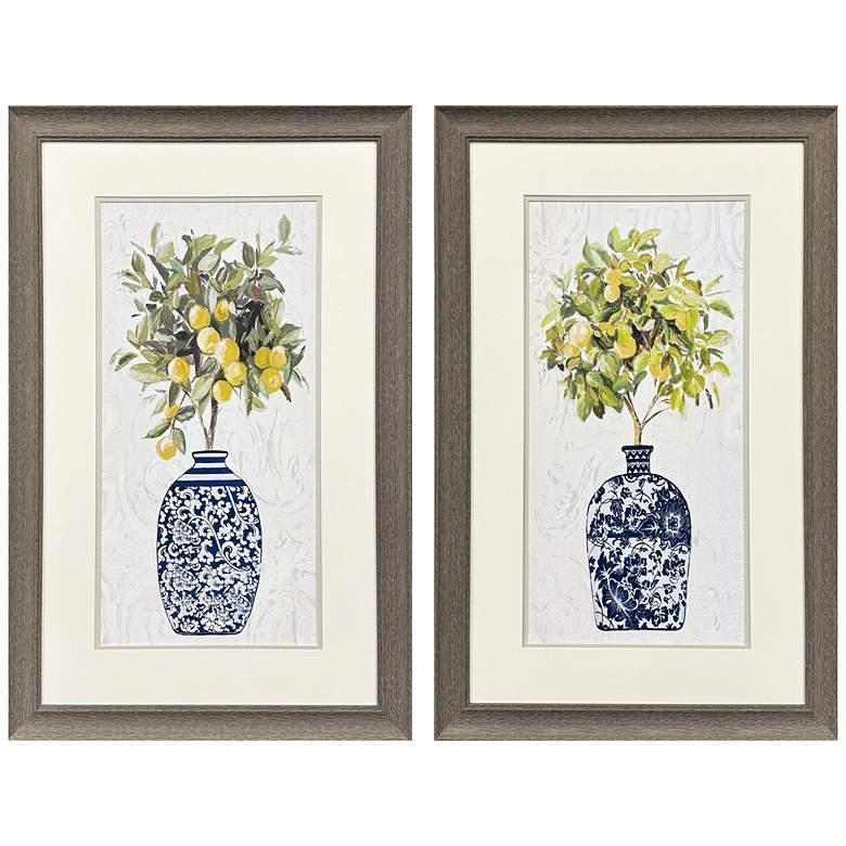 Image 1 Lemon Tree Pot 21"W x 33"H Modern Framed Art Set of 2