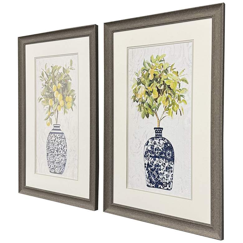 Image 2 Lemon Tree Pot 21"W x 33"H Modern Framed Art Set of 2 more views