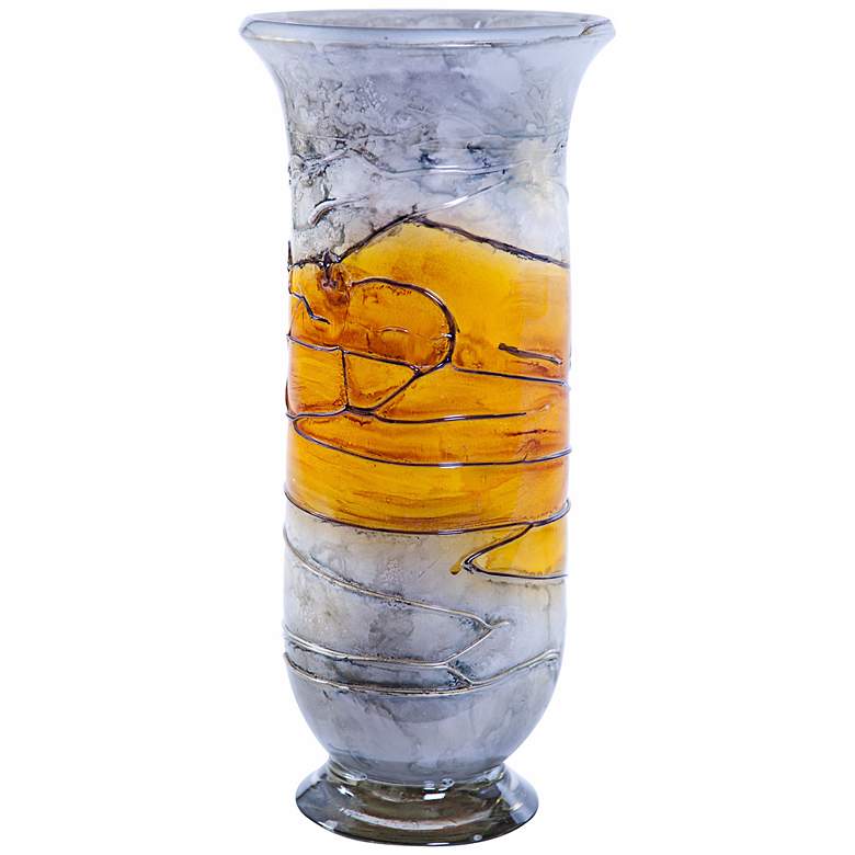 Image 1 Lemon Twist Art Glass Hurricane Vase Candle Holder
