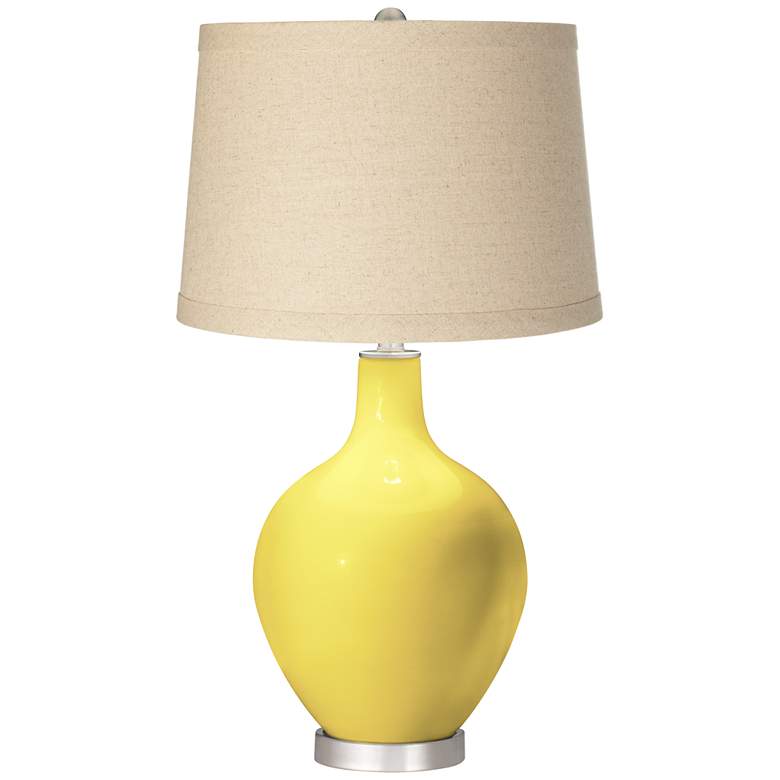 Image 1 Lemon Twist Burlap Drum Shade Ovo Table Lamp