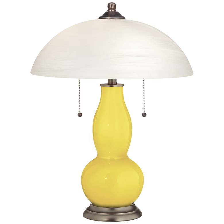 Lemon Twist Gourd-Shaped Table Lamp with Alabaster Shade