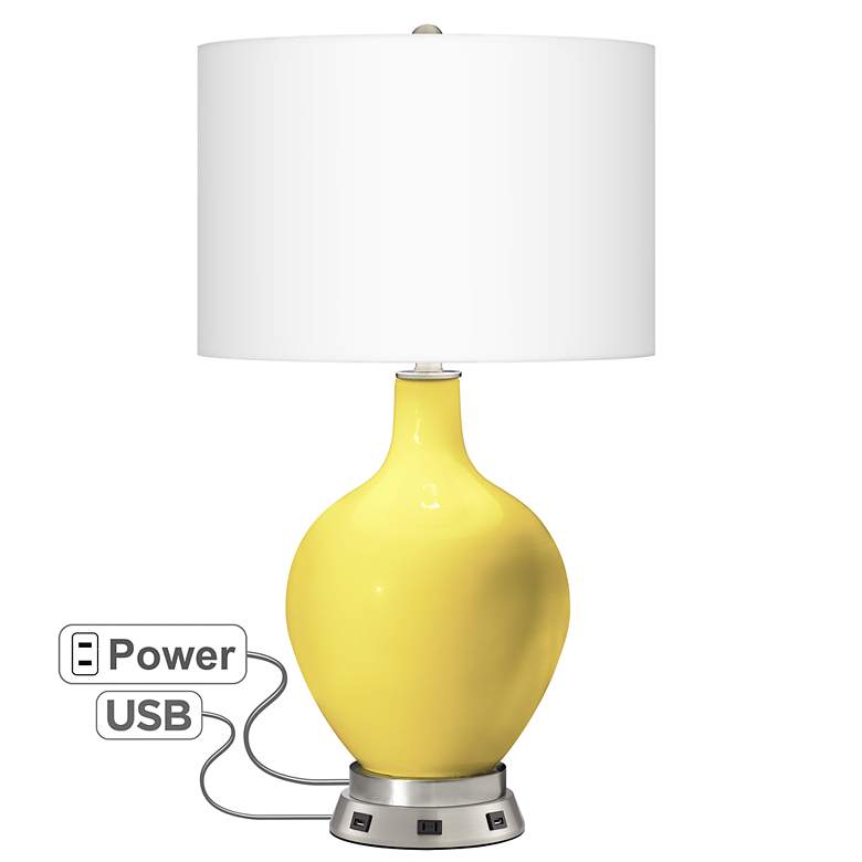 Image 1 Lemon Twist Ovo Table Lamp with USB Workstation Base