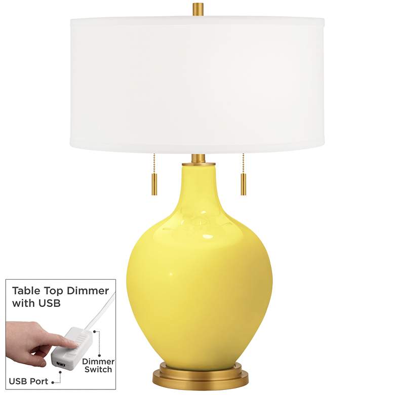 Image 1 Lemon Twist Toby Brass Accents Table Lamp with Dimmer