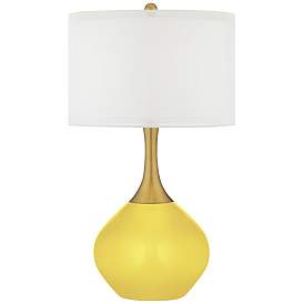 Image1 of Lemon Twist Yellow Nickki Brass Modern Table Lamp