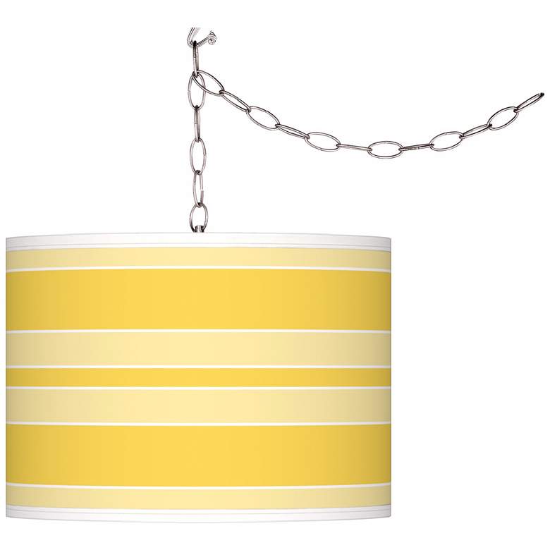 Image 1 Lemon Zest Bold Stripe Giclee Glow Plug-In Swag Pendant