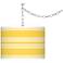 Lemon Zest Bold Stripe Giclee Glow Plug-In Swag Pendant