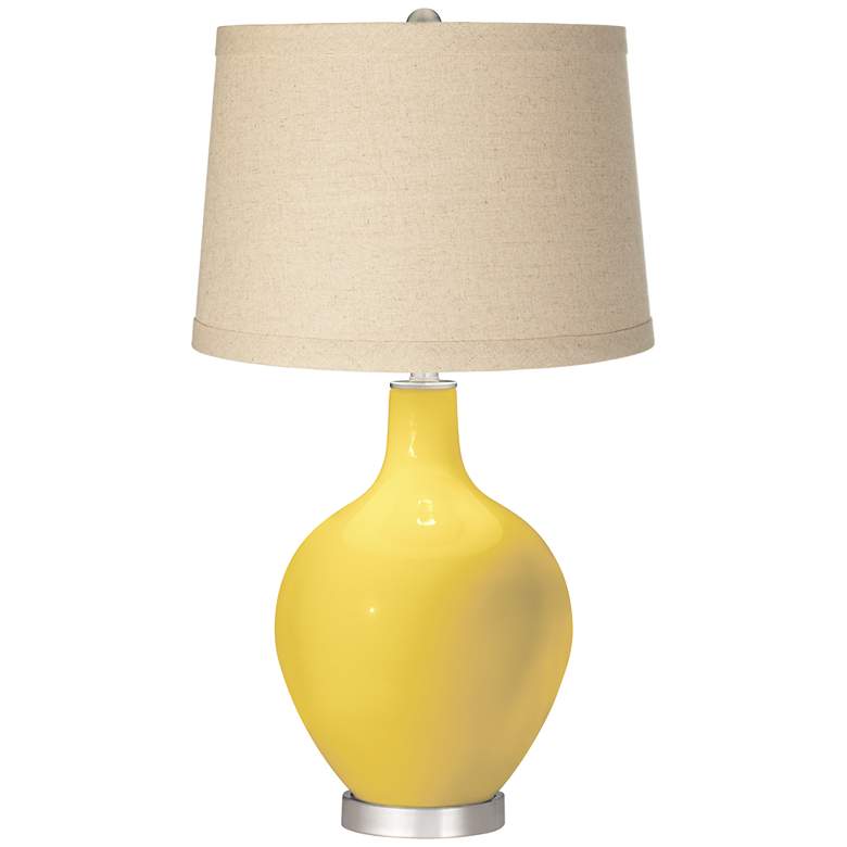 Image 1 Lemon Zest Burlap Drum Shade Ovo Table Lamp