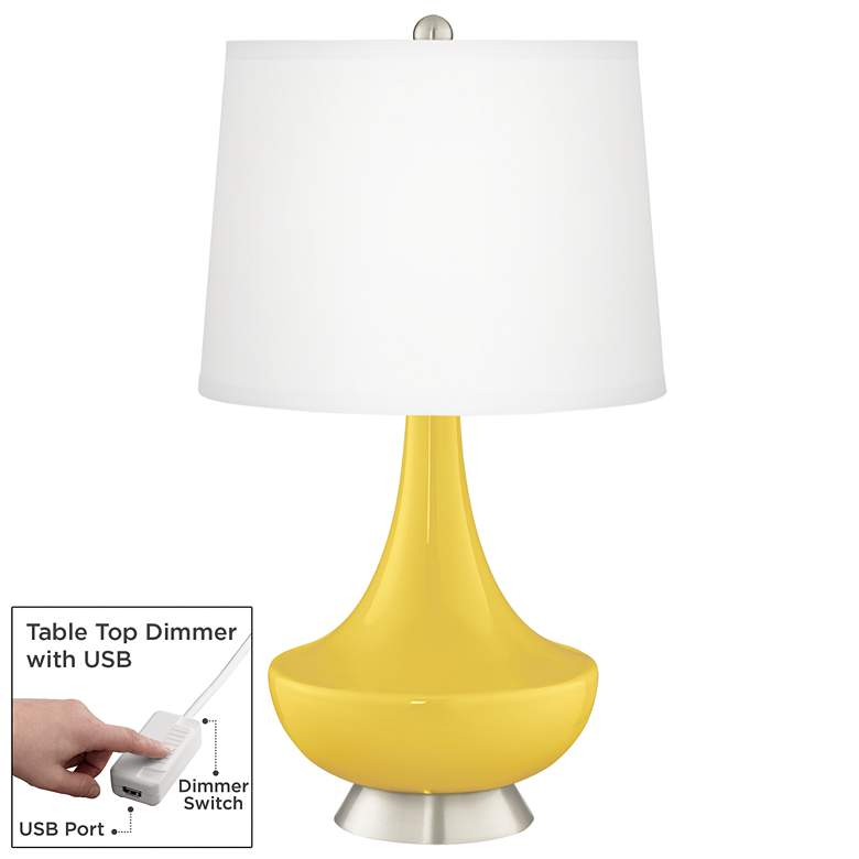 Image 1 Lemon Zest Gillan Glass Table Lamp with Dimmer