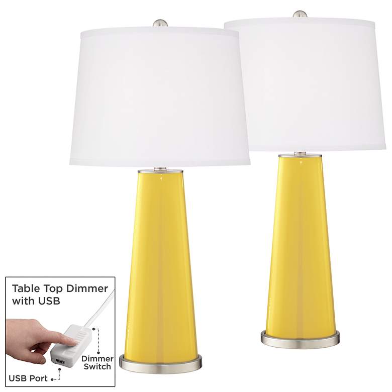 Image 1 Lemon Zest Leo Table Lamp Set of 2 with Dimmers