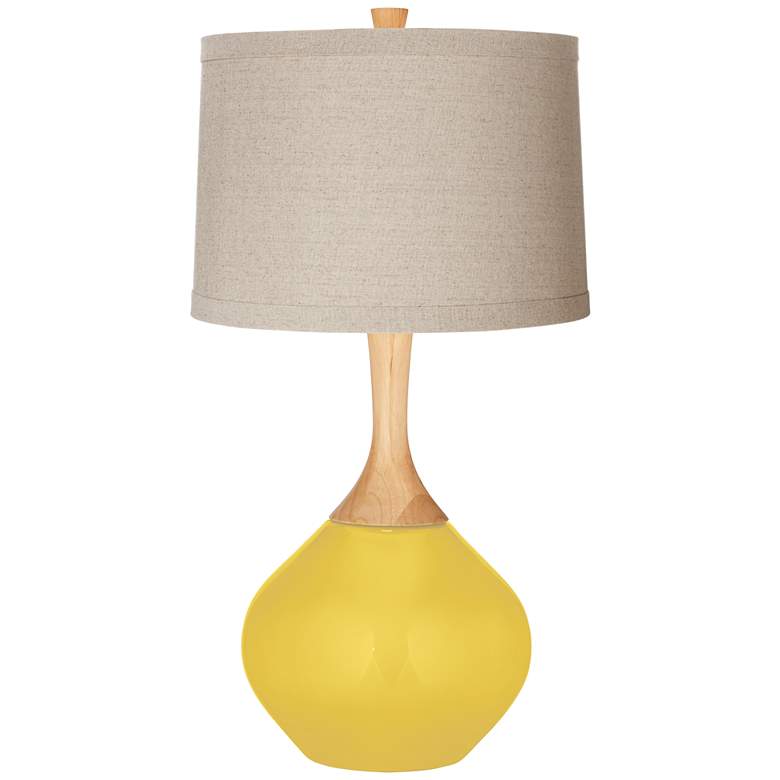 Image 1 Lemon Zest Natural Linen Drum Shade Wexler Table Lamp