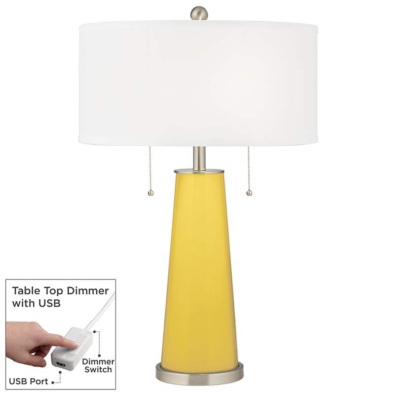 Image 1 Lemon Zest Peggy Glass Table Lamp With Dimmer