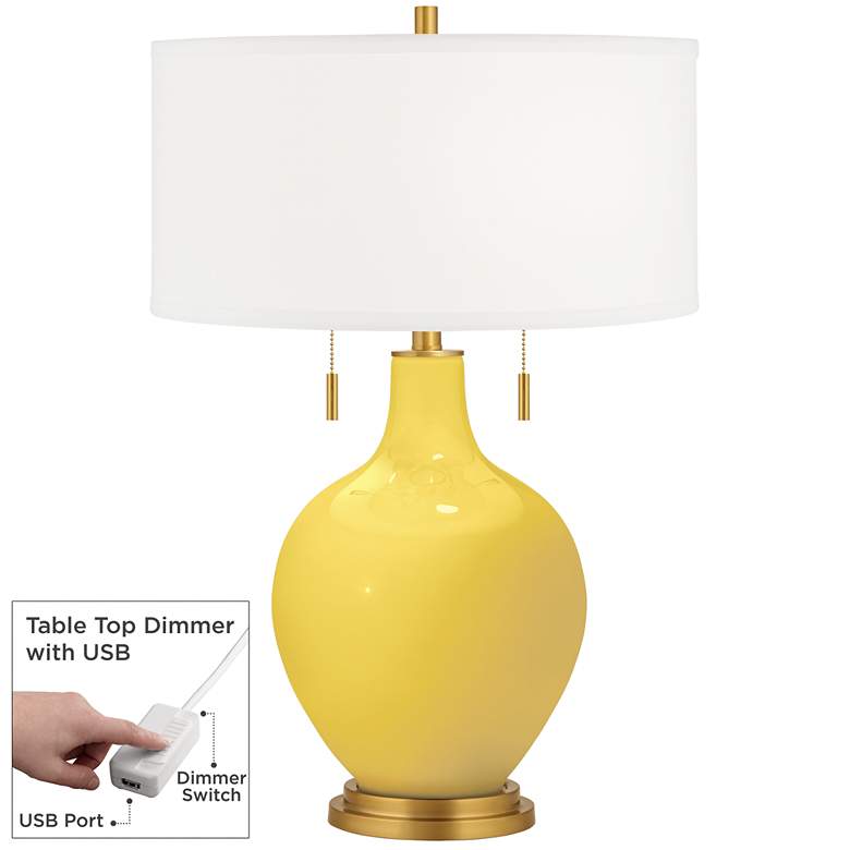 Image 1 Lemon Zest Toby Brass Accents Table Lamp with Dimmer