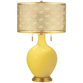 Image1 of Lemon Zest Toby Brass Metal Shade Table Lamp