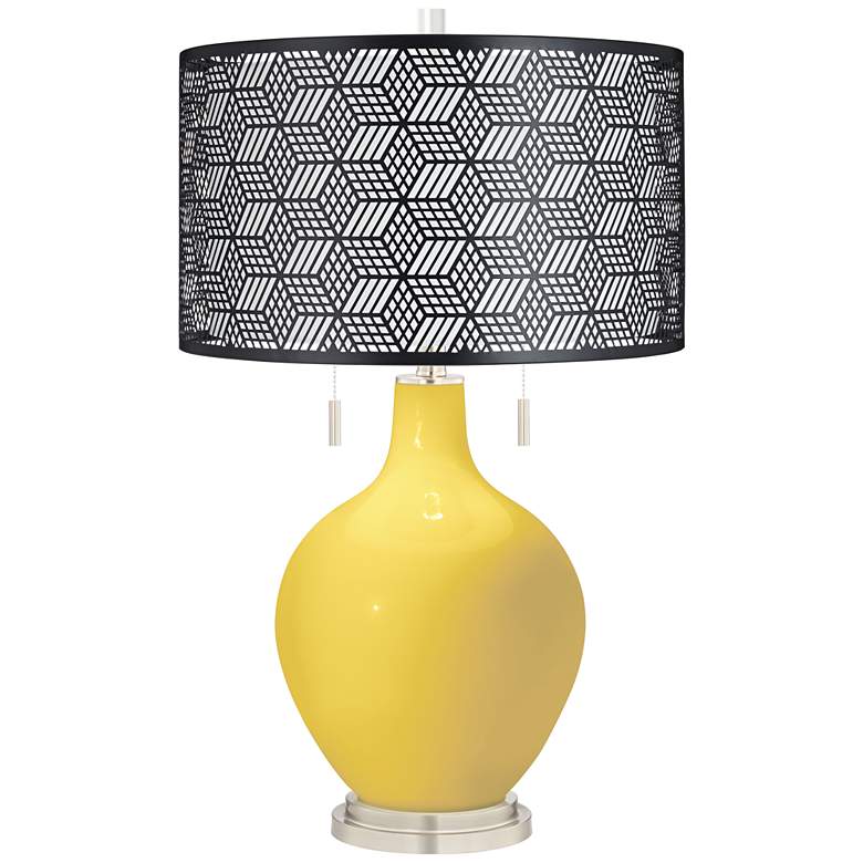 Image 1 Lemon Zest Toby Table Lamp With Black Metal Shade