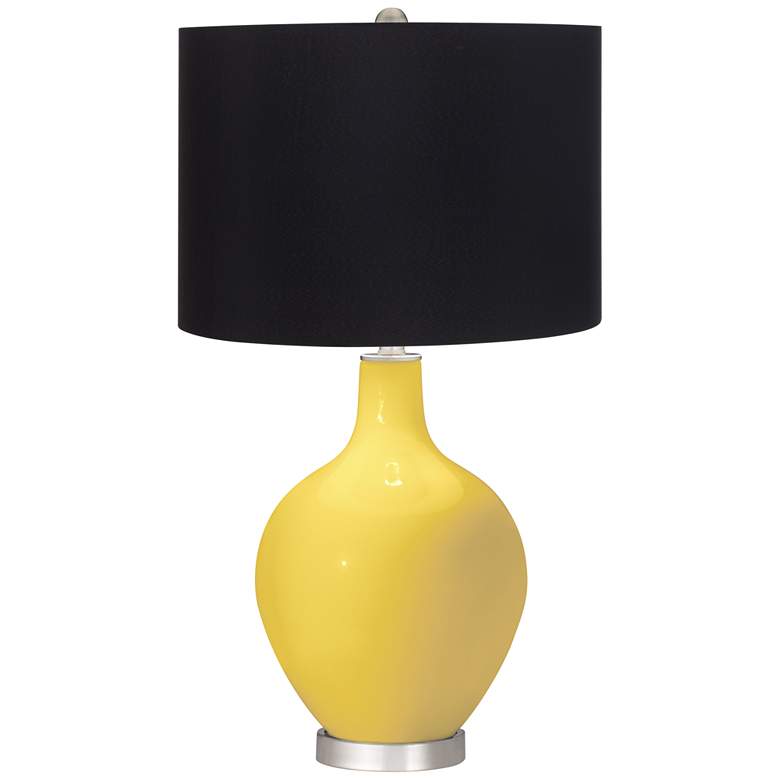 Image 1 Lemon Zest Yellow Ovo Table Lamp with Black Shade