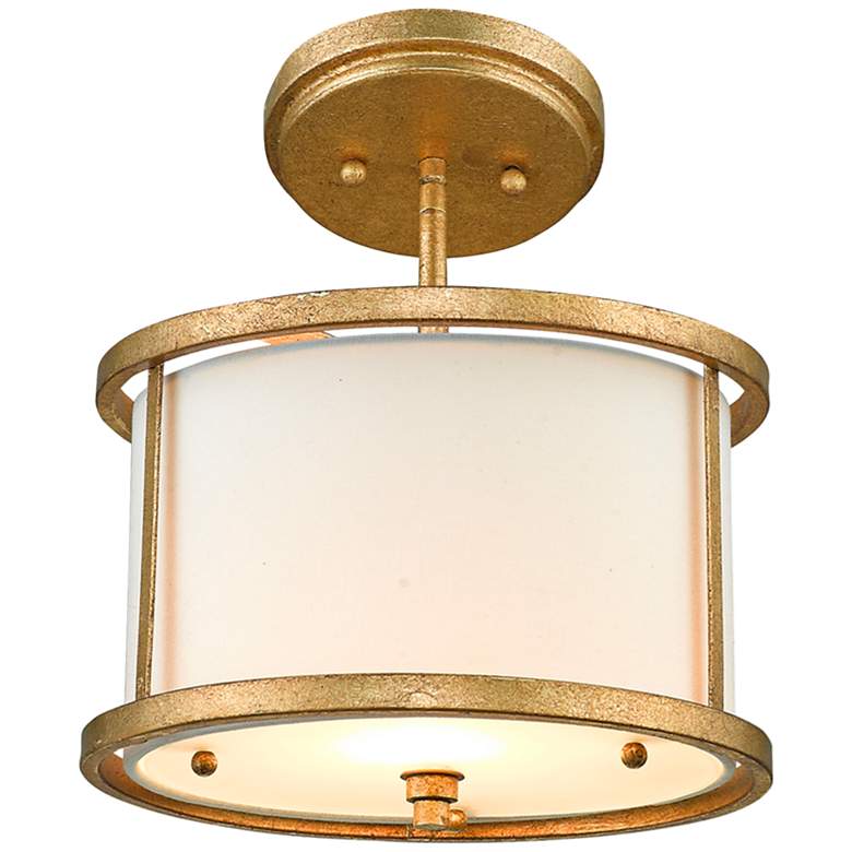 Image 3 Lemuria 10 1/2 inch Wide Gold and Cream Drum Mini Pendant Light more views