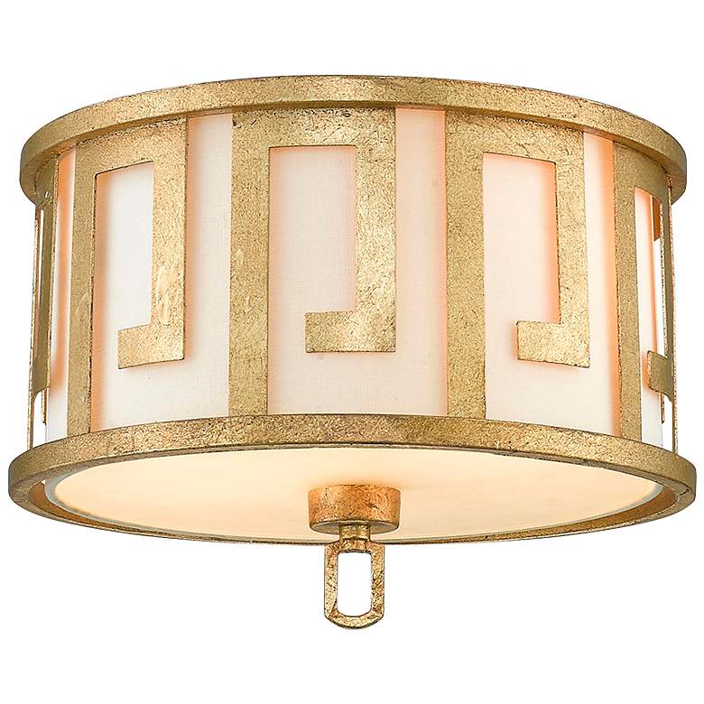 Image 2 Lemuria 15" Wide Distressed Gold Drum Ceiling Light