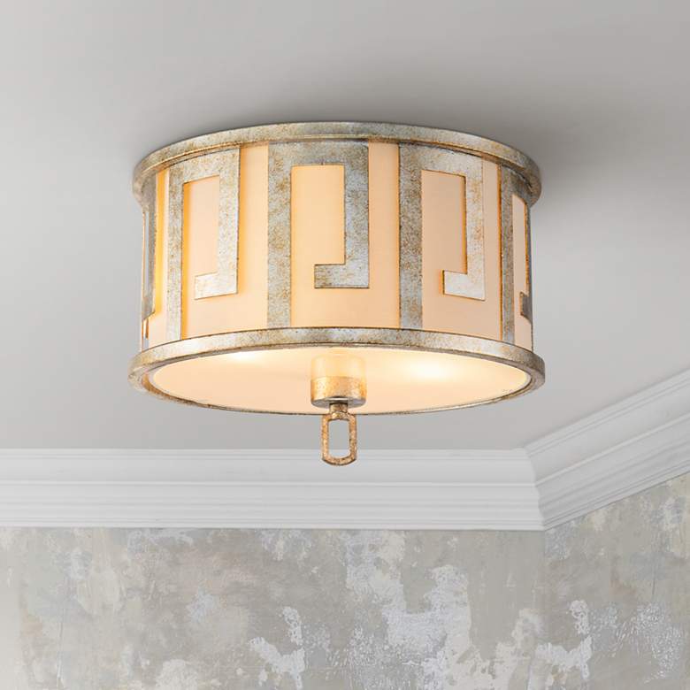 Image 1 Lemuria 15" Wide Distressed Silver Drum Ceiling Light