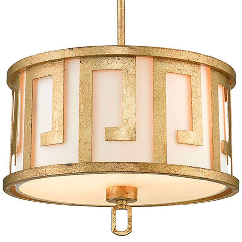 Image 1 Lemuria 15 inchW Distressed Gold and Ivory Drum Pendant Light