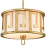 1_Lemuria 15"W Distressed Gold and Ivory Drum Pendant Light