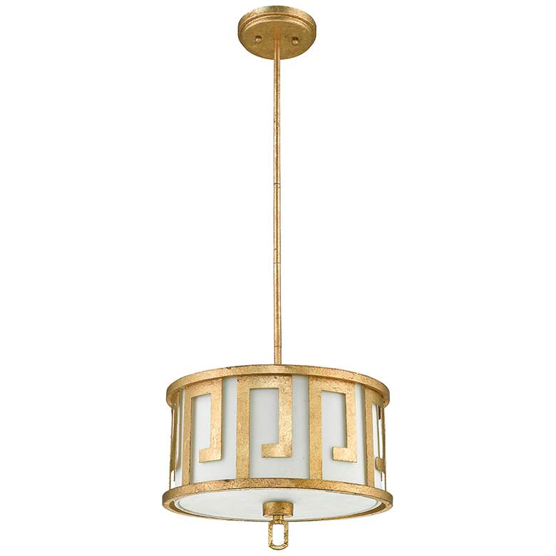 Image 2 Lemuria 15"W Distressed Gold and Ivory Drum Pendant Light more views