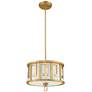 2_Lemuria 15"W Distressed Gold and Ivory Drum Pendant Light more views
